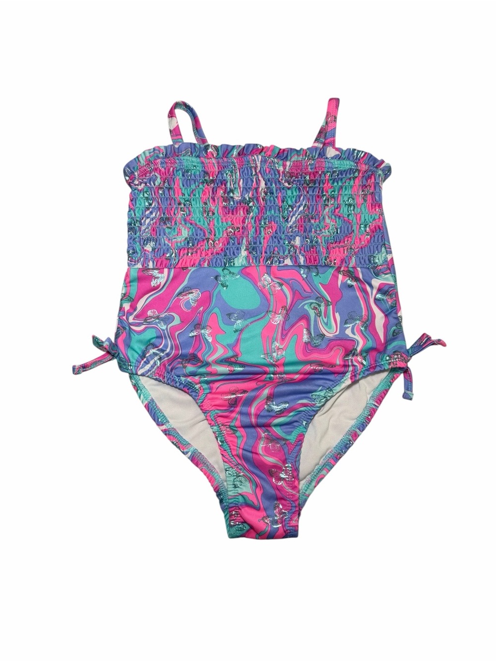 Penélope Mack Kids Pink & Teal Marble One-Piece Swimsuit